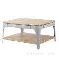 Table basse carrée moderne jambe en plastique en bois haut